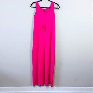 Miik Sleeveless Maxi Dress Small Pink Comfy Jersey Tank Gown Drawstring Waist